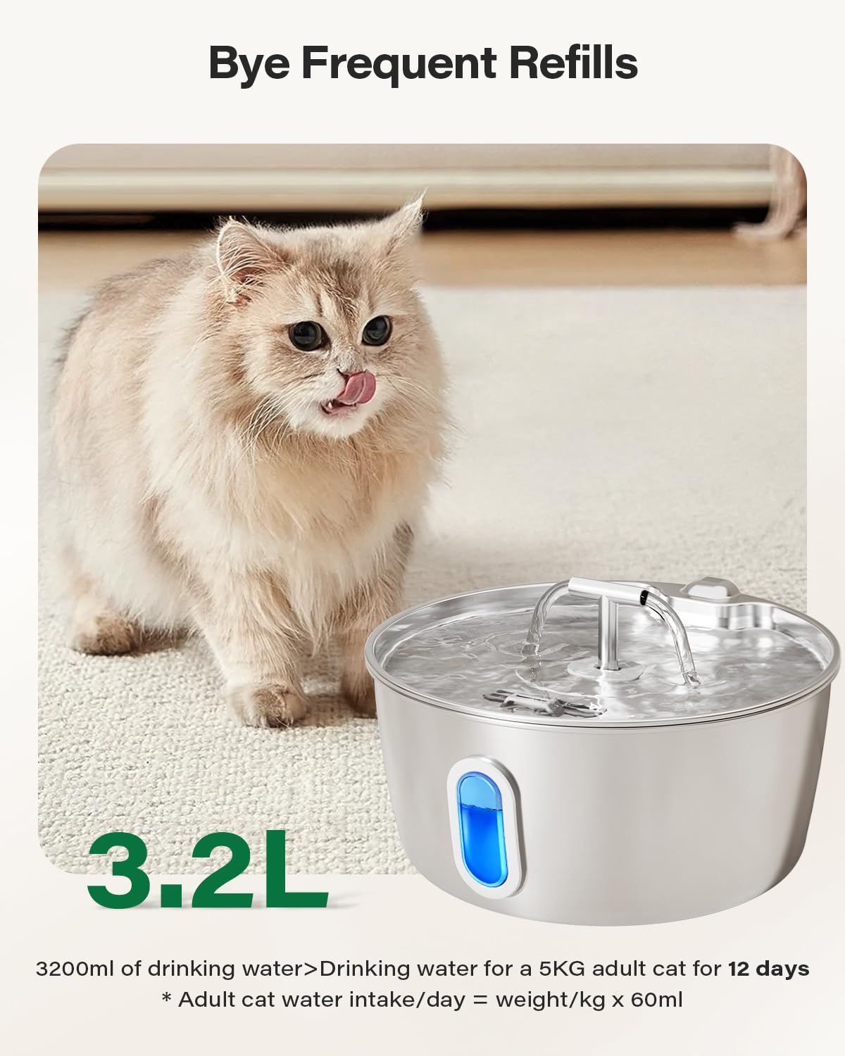 Stainless Steel Cat Water Fountain