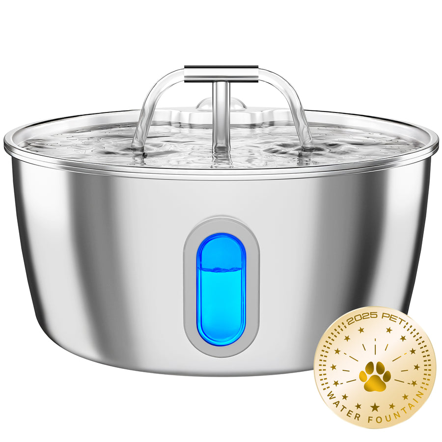 DIANU 3.2L stainless steel pet water fountain front view